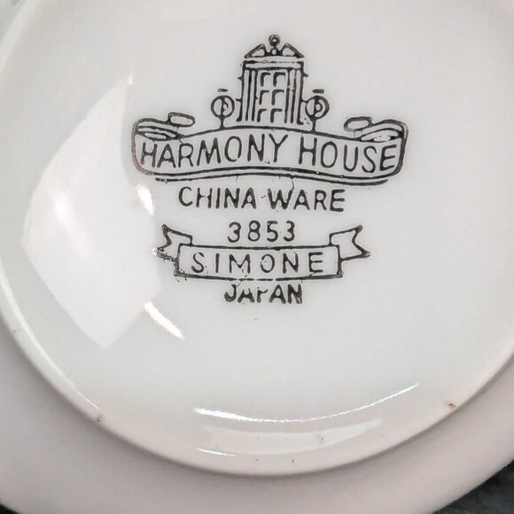 Harmony House China Ware 3853 Simone White Flat Tea Cup Silver Trim Set of 3 - Picture 10 of 10